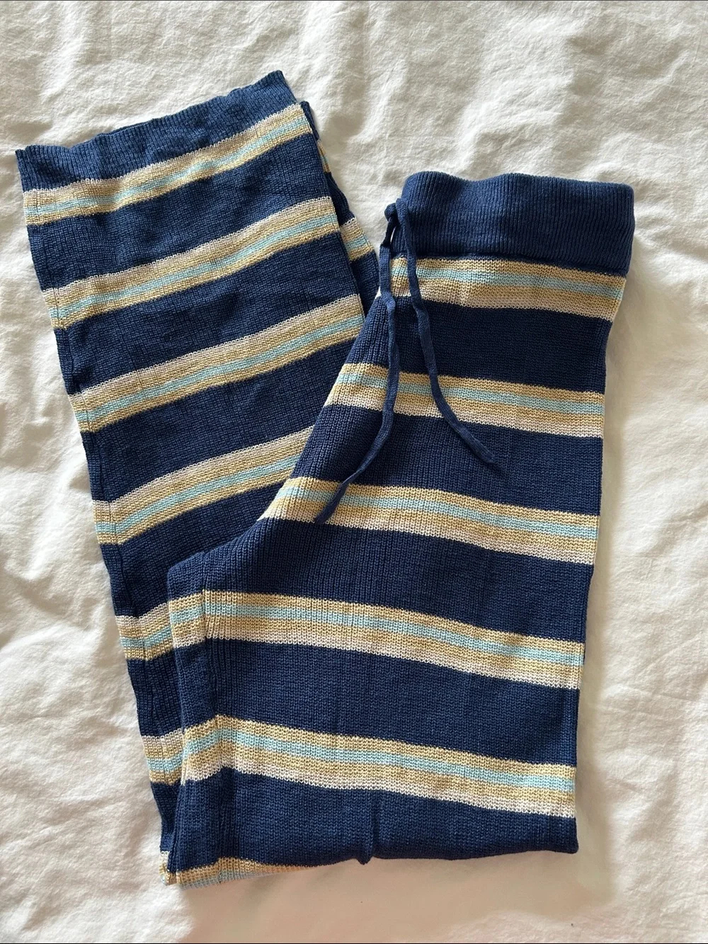 NWT Free People Mariner Sweater Set Top Pants Stripes Blue Beach Free-est